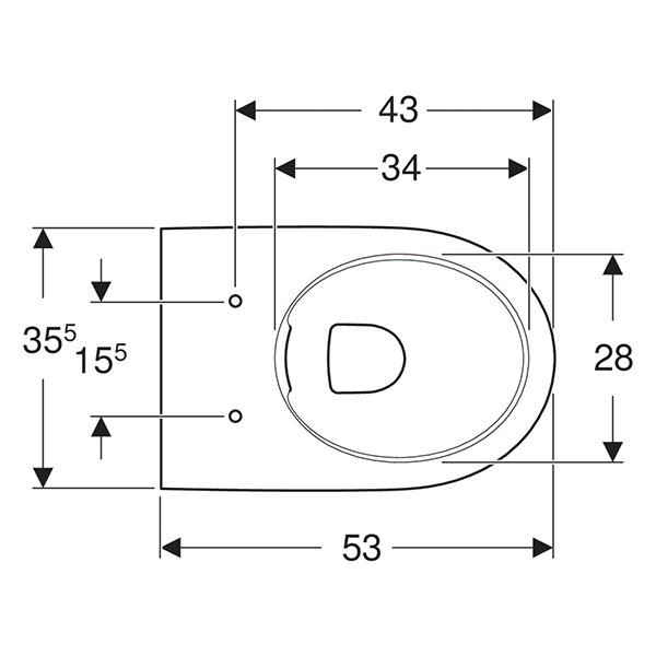 Vas WC suspendat Geberit, Selnova, forma inchisa, rimless, 35,5 x 55 cm, alb - 1 | YEO