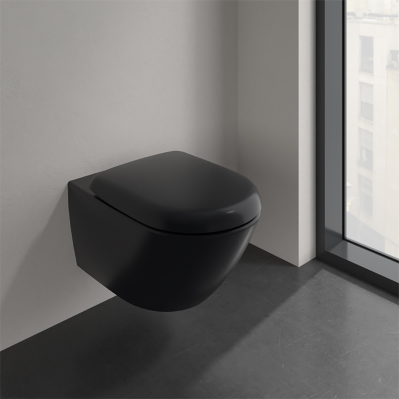 Vas wc suspendat, Villeroy & Boch, Antao, rimless, cu TwistFlush, pure black - 1 | YEO
