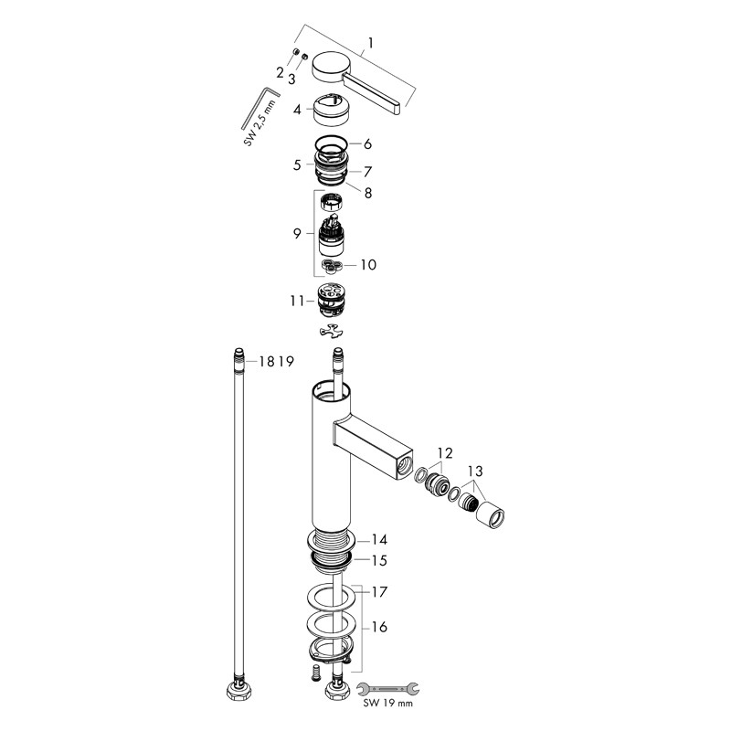 Baterie bideu, Hansgrohe, Finoris, cu ventil push-open, negru mat - 2 | YEO