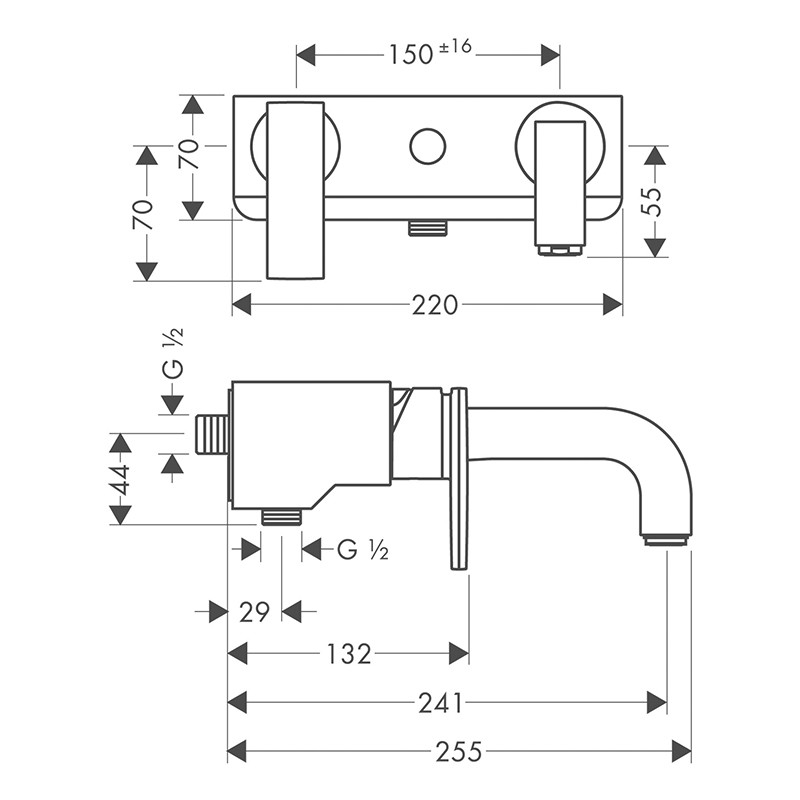 Baterie cadă - duș, Axor, Citterio, crom, 39400000 - 1 | YEO