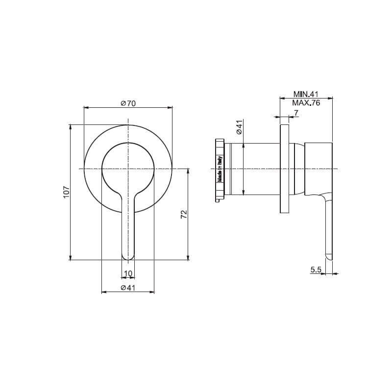 Baterie cadă - duș, FIMA Carlo Frattini, Snap, pentru o ieșire, negru mat, F3113N1NS - 1 | YEO