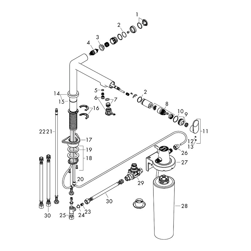 Baterie de bucatarie, Hansgrohe, Aqittura M91 FilterSystem 240, 1 jet, negru mat - 3 | YEO