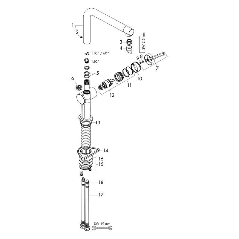 Baterie de bucatarie, Hansgrohe, Talis M54 270, 1 jet, negru mat - 2 | YEO