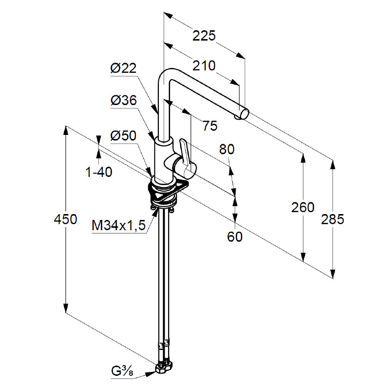 Baterie de bucătărie, Kludi, L-ine, pipă mobilă, negru mat, 408033975 - 1 | YEO