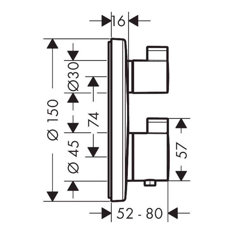 Baterie de dus, Hansgrohe, Ecostat S, doua functii, crom - 1 | YEO