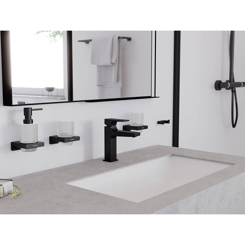 Baterie lavoar, Hansgrohe, Metropol 110, cu ventil, negru mat - 1 | YEO