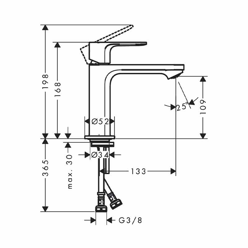 Baterie lavoar Hansgrohe, Rebris S 110, CoolStart, fără ventil, negru mat - 3 | YEO