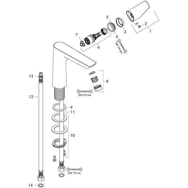 Baterie lavoar, Hansgrohe, Talis E 150, fara ventil, Crom - 2 | YEO
