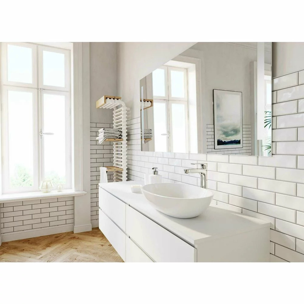 Baterie stativa lavoar, Ferro, Algeo Square, inalta, crom - 3 | YEO