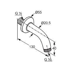 Braț de duș Kludi Freshline, 13 cm, crom - 1 | YEO