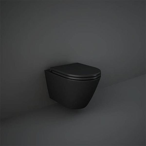 Capac WC, RAK, Feeling, cu soft close si quick release, negru mat