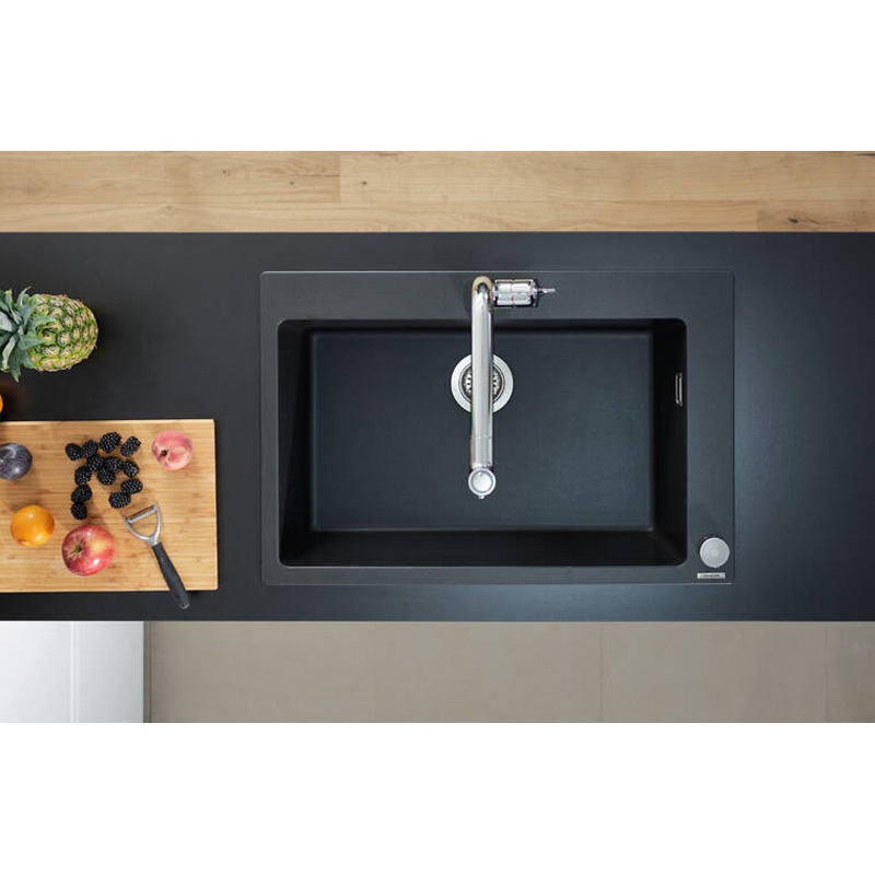 Chiuvetă bucătărie Hansgrohe, S510-F660 SilicaTec, 77 cm, negru grafit, 43313170 - 1 | YEO