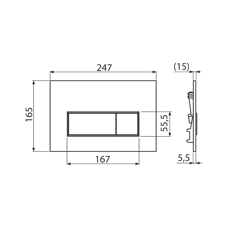Clapeta de actionare, Alcadrain, Thin, M572, cu doua volume, crom mat - 1 | YEO
