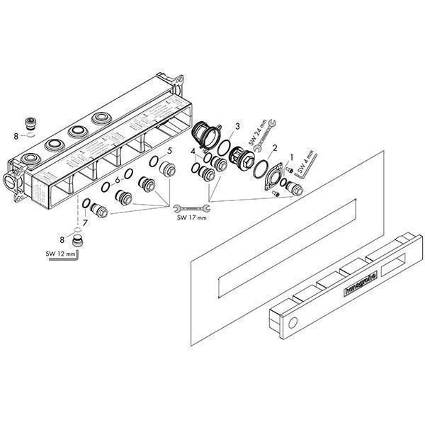 Corp incastrat pentru baterie cu 2 functii, Hansgrohe, RainSelect, pentru baterii cu 2 functii - 3 | YEO