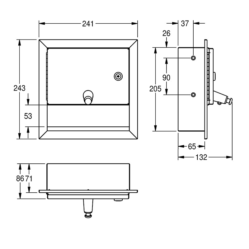 Dozator de săpun, KWC, Rodan, montaj încastrat, inox - 1 | YEO