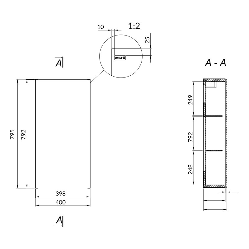 Dulap suspendat, Cersanit, Inverto 40, calacatta - 1 | YEO