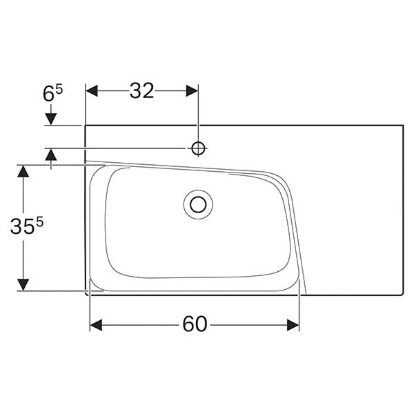 Lavoar cu blat, Geberit, Xeno2, asimetric, 90x48 cm, alb - 1 | YEO