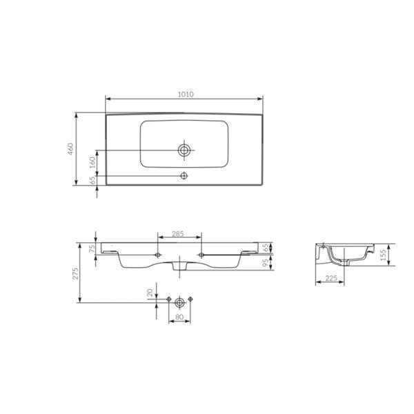 Lavoar pentru mobilier Cersanit, Crea, 100 cm, alb - 1 | YEO