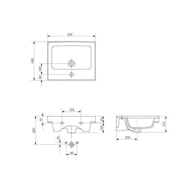 Lavoar pentru mobilier Cersanit, Crea, 50 cm - 1 | YEO