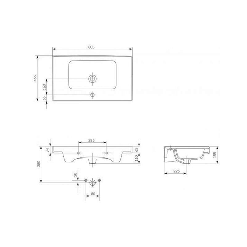 Lavoar pentru mobilier Cersanit, Crea, 80 cm, alb - 2 | YEO
