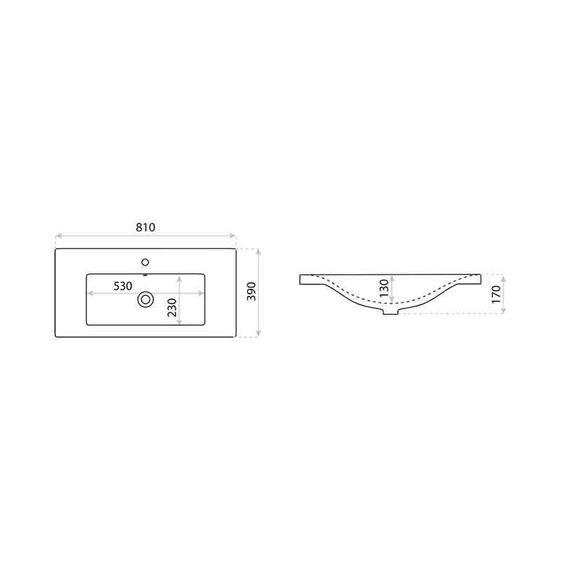 Lavoar pentru mobilier Spectrum, Canari, soft, 80 cm, alb - 2 | YEO