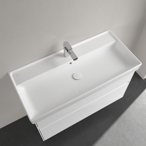 Lavoar pentru mobilier Villeroy & Boch, Collaro 100 cm, TitanCeram cu orificiu pentru baterie și preaplin, alb alpin, 4A33A501 - 3 | YEO