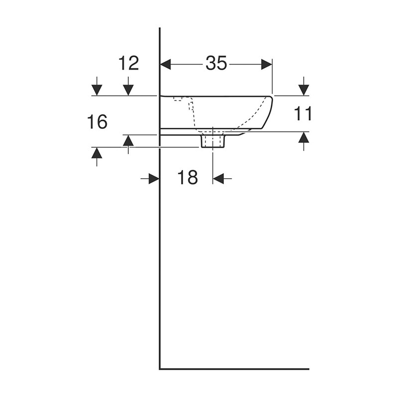 Lavoar suspendat, Geberit, Selnova Square, 45 cm, alb - 3 | YEO