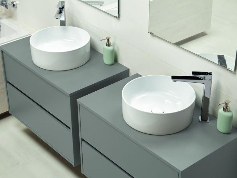 Mobilier suspendat Cersanit, Crea, pentru lavoarele pe blat, 100 cm, gri mat - 3 | YEO