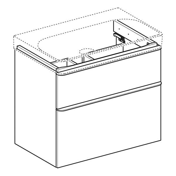 Mobilier suspendat, Geberit, Smyle Square, pentru lavoar, 75 cm, nuc american hickory - 1 | YEO