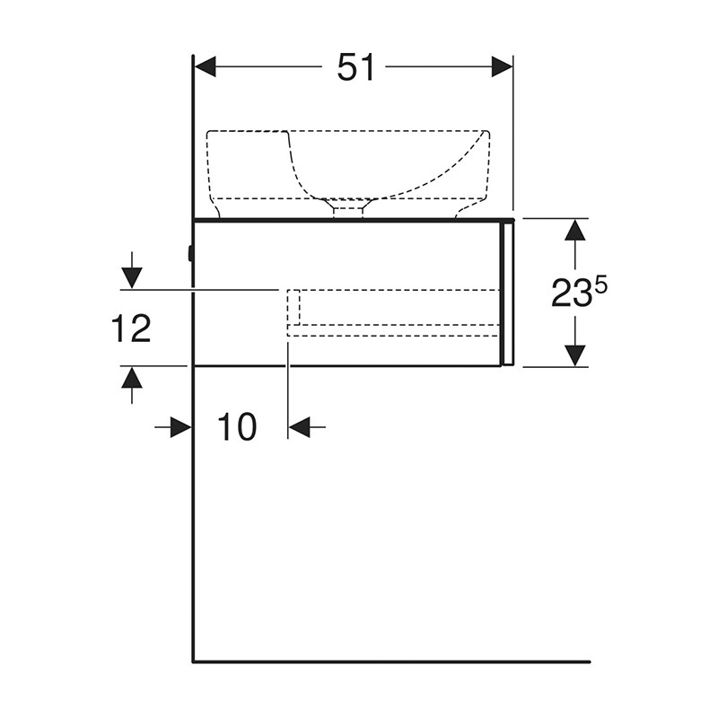 Mobilier suspendat pentru lavoar, Geberit, VariForm, 75 cm, lava mat - 3 | YEO