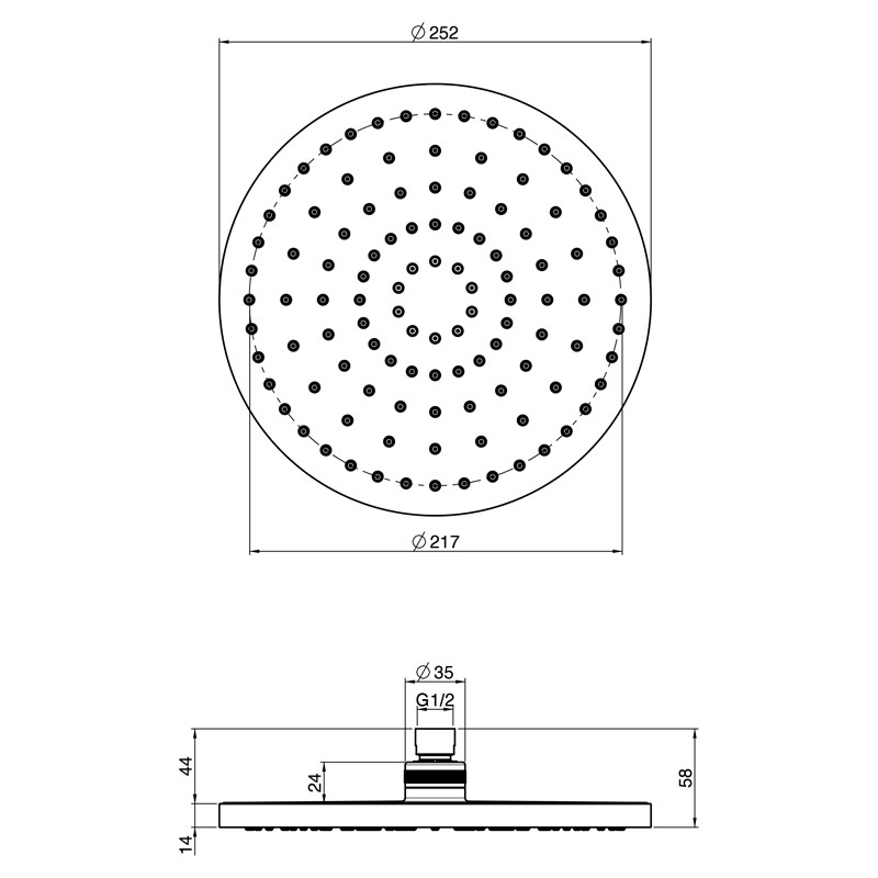 Pălărie de duș, FIMA Carlo Frattini, Wellness, diametru 25 cm, crom, F2794/2CR - 2 | YEO