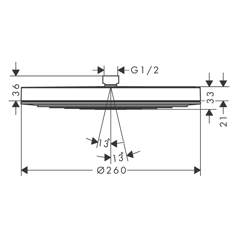 Palarie de dus, Hansgrohe, Pulsify S 260, 1 jet, bronz periat - 2 | YEO