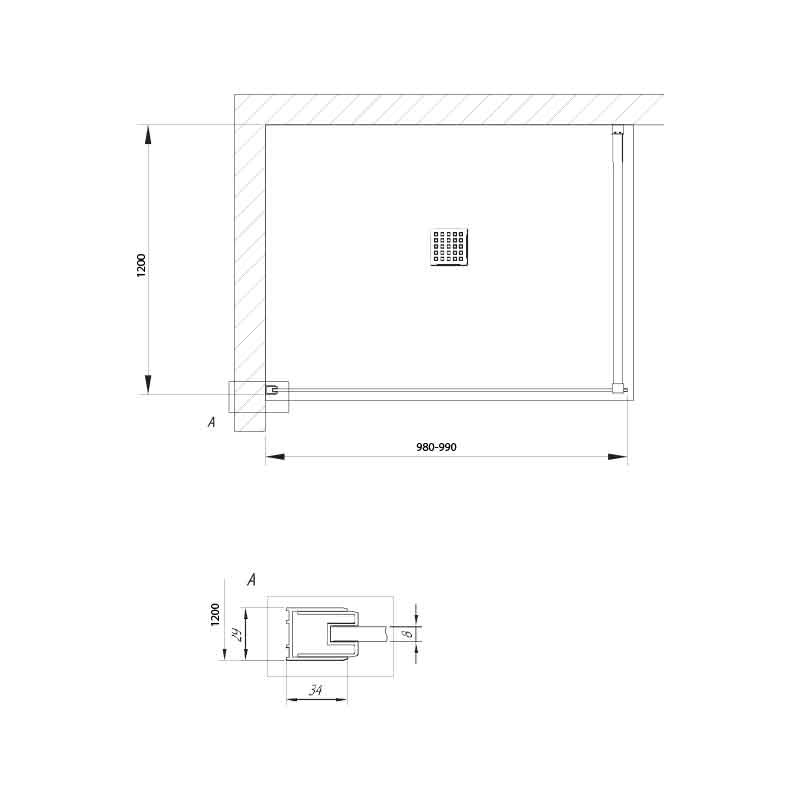 Paravan Walk-In Kolpasan, Calypso 100 cm, sticla 8 mm, efect oglindă, crom - 1 | YEO