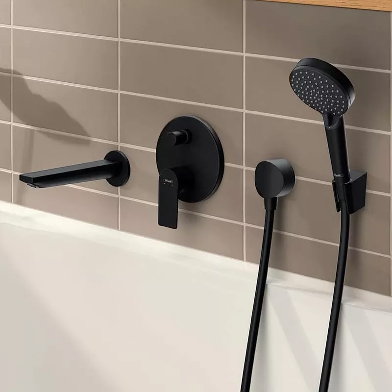 Pipa cadă Hansgrohe, Rebris E 212 mm, negru mat - 1 | YEO