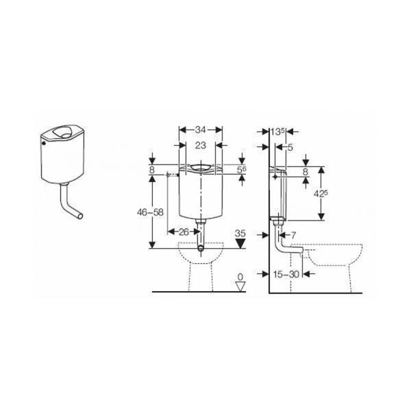 Rezervor WC Geberit, AP 116, pentru montaj la semi-inaltime - 1 | YEO