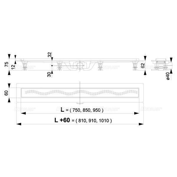 Rigola pentru dus, Alcadrain, Simple, cu capac, 55 cm - 1 | YEO