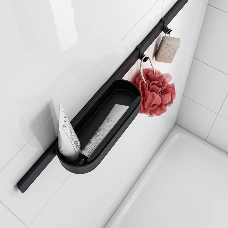 Set accesorii de baie pentru dus, Hansgrohe, WallStoris, negru mat - 2 | YEO