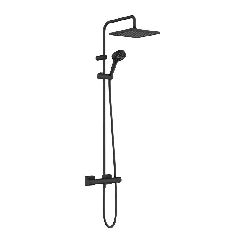 Set de dus Hansgrohe, Vernis Shape 240, cu baterie termostatata, negru mat