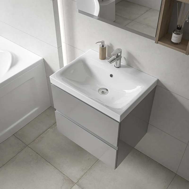 Set mobilier cu lavoar Cersanit, Moduo Slim 60 cm, gri - 2 | YEO