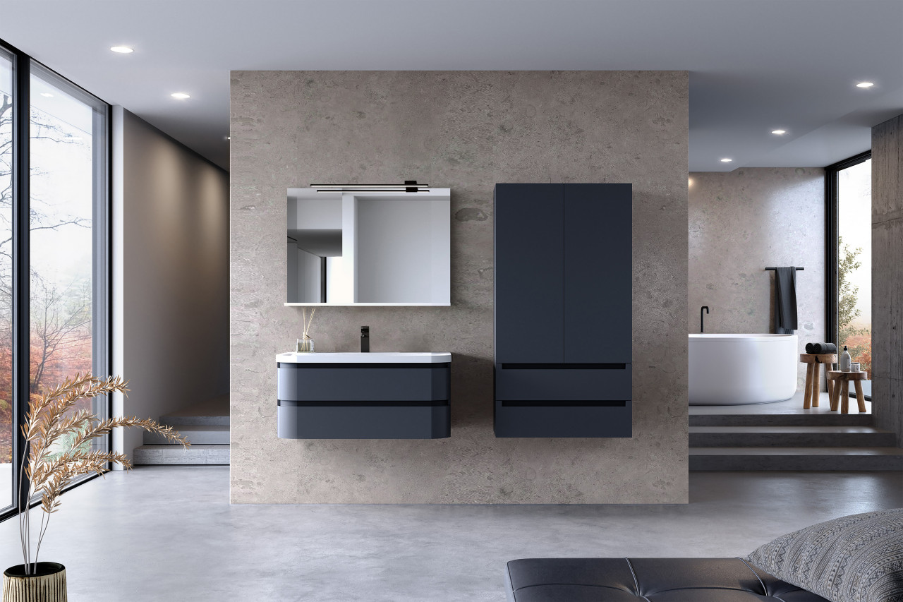Set mobilier si lavoar Kolpasan, Vittoria, 100 cm, dark grey