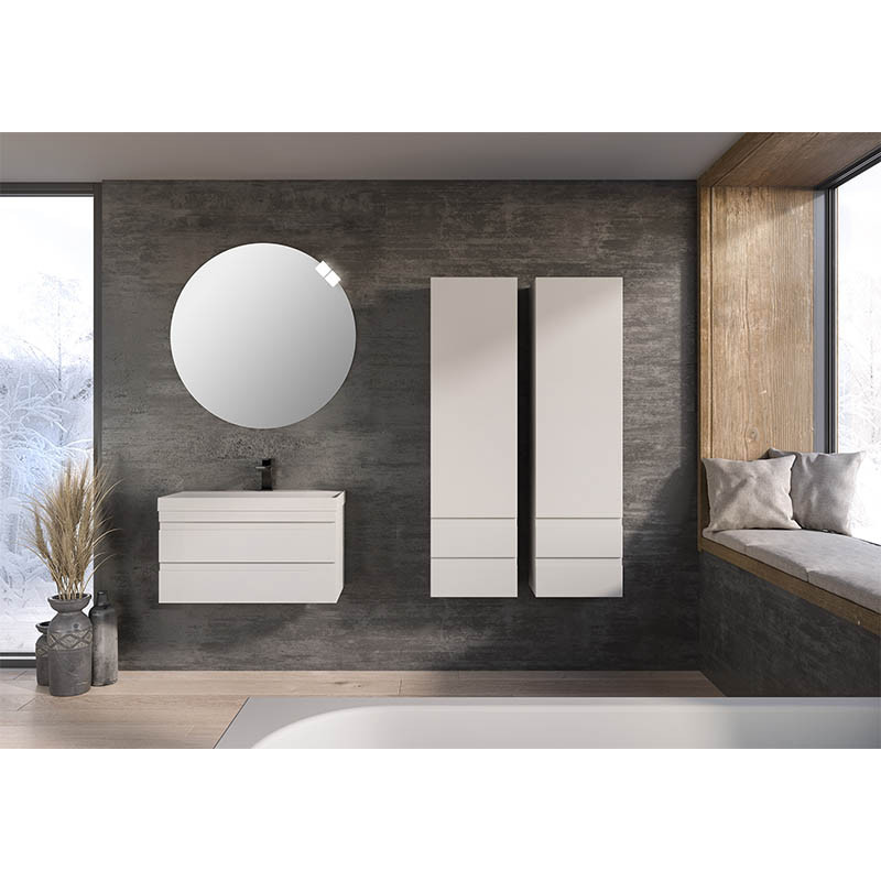 Set mobilier și lavoar suspendat, Kolpasan, Naomi, cu 2 sertare, 80 cm, alb - 1 | YEO