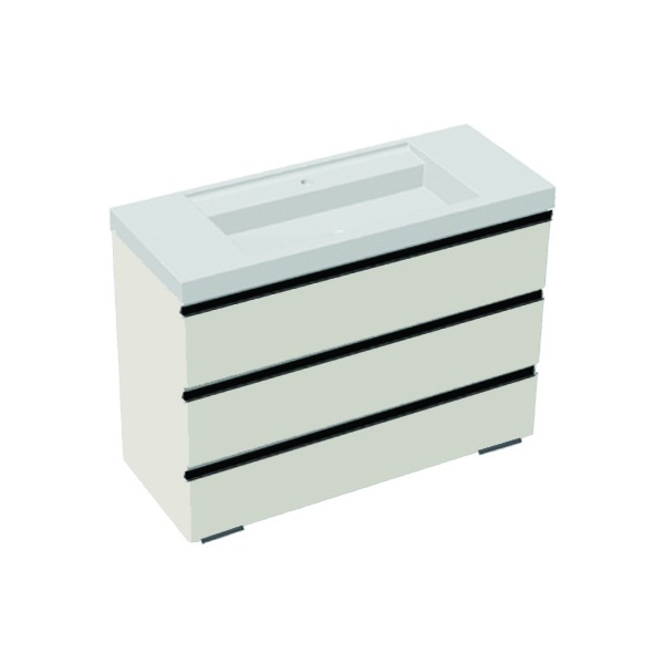 Set mobilier stativ cu lavoar Kolpasan, Harmony 120 cm, 3 sertare, light grey