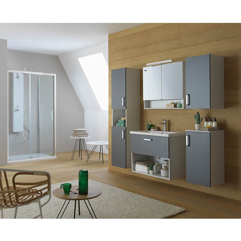 Set mobilier suspendat și lavoar, Kolpasan, Evelin, 80 cm, gri/antracit - 2 | YEO