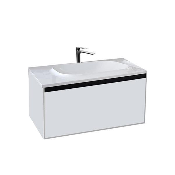 Set mobilier suspendat si lavoar Kolpasan, Pandora, 110 cm, alb lucios