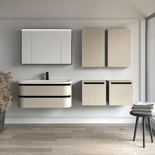 Set mobilier suspendat si lavoar, Kolpasan, Vittoria, 100 cm, beige - 3 | YEO