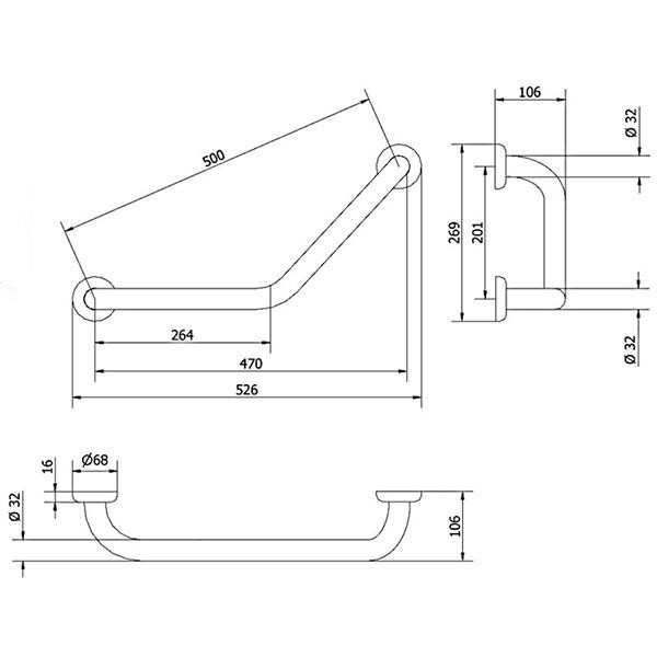 Bara de siguranta, Thermomat, unghi de 135 grade, alb - 2 | YEO