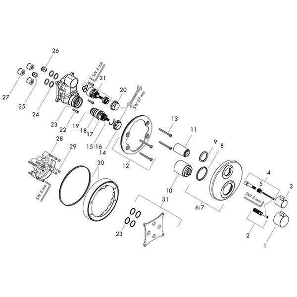 Baterie cada dus, Hansgrohe, Ecostat S, Negru mat - 3 | YEO
