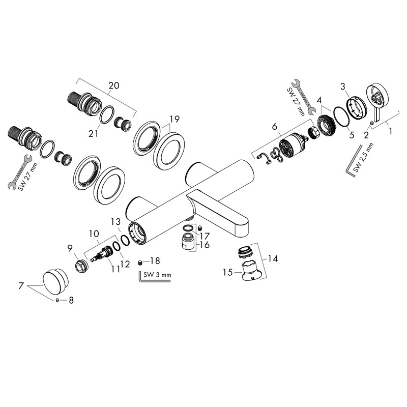Baterie cada - dus, Hansgrohe, Finoris, montaj aparent, crom - 3 | YEO