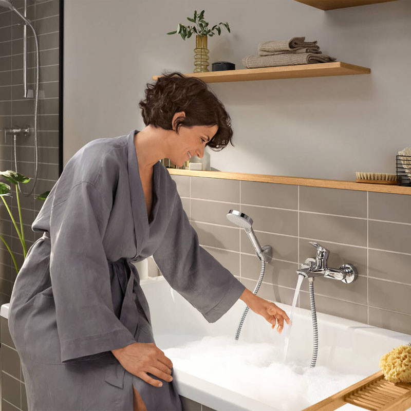 Baterie cada-dus, Hansgrohe, Rebris E, crom - 2 | YEO