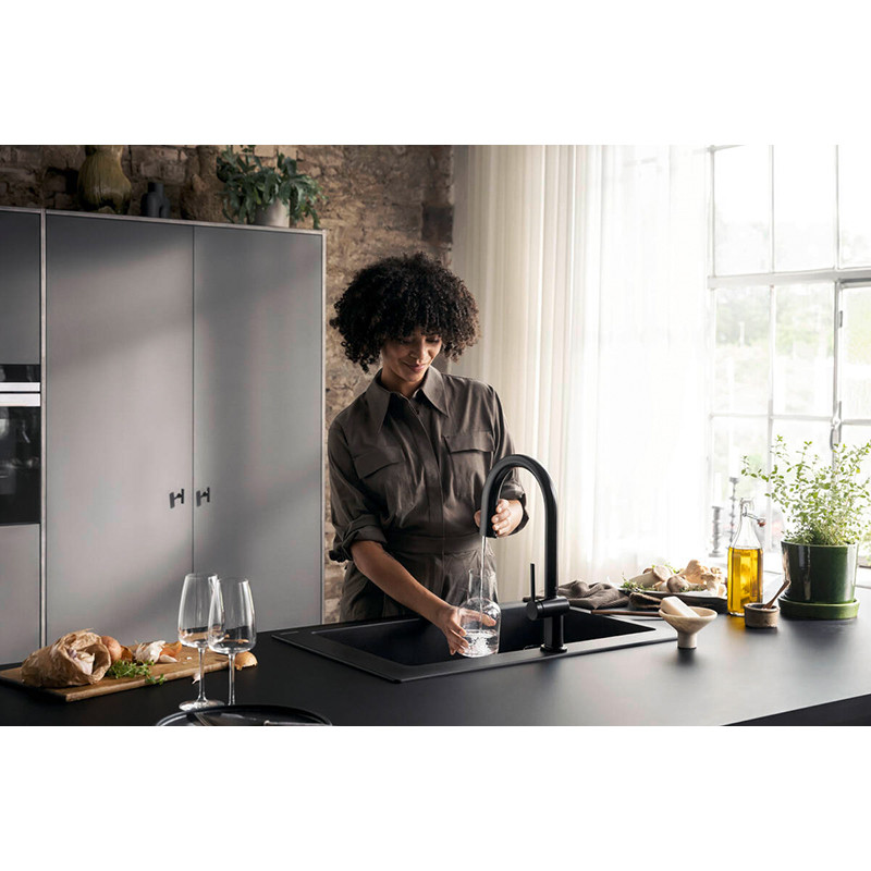 Baterie de bucatarie, Hansgrohe, Aqittura M91 210, sBox, pipa extractibila, negru mat - 3 | YEO